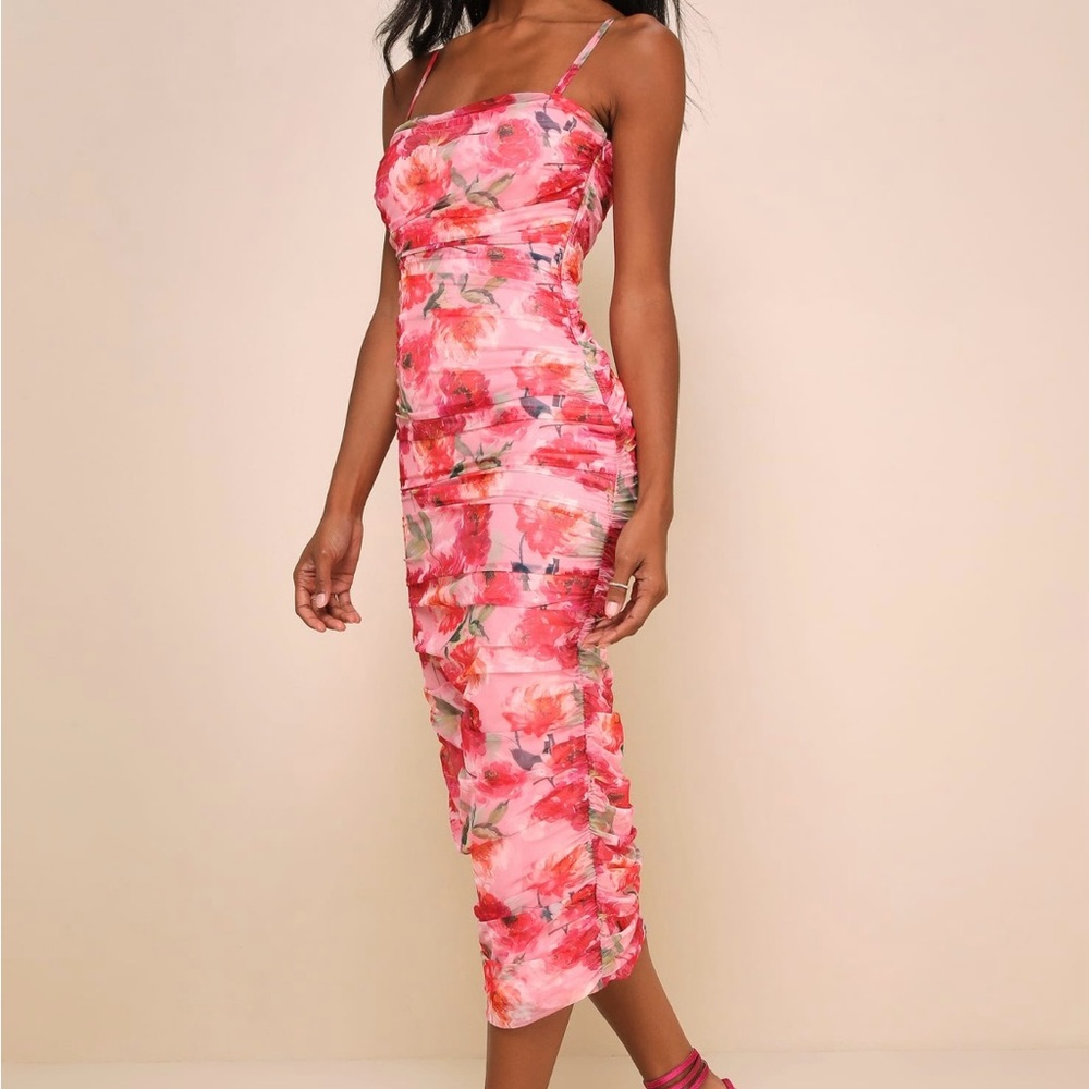 Lulu's Pink Bodycon Mini Dress Spaghetti Strap Cocktail
